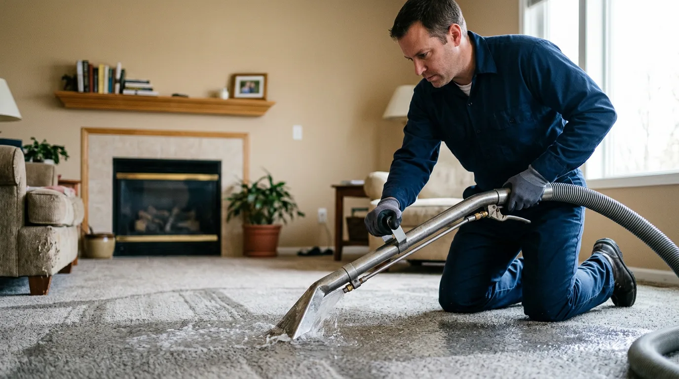 Water damage restoration technician working near Brimfield, MA